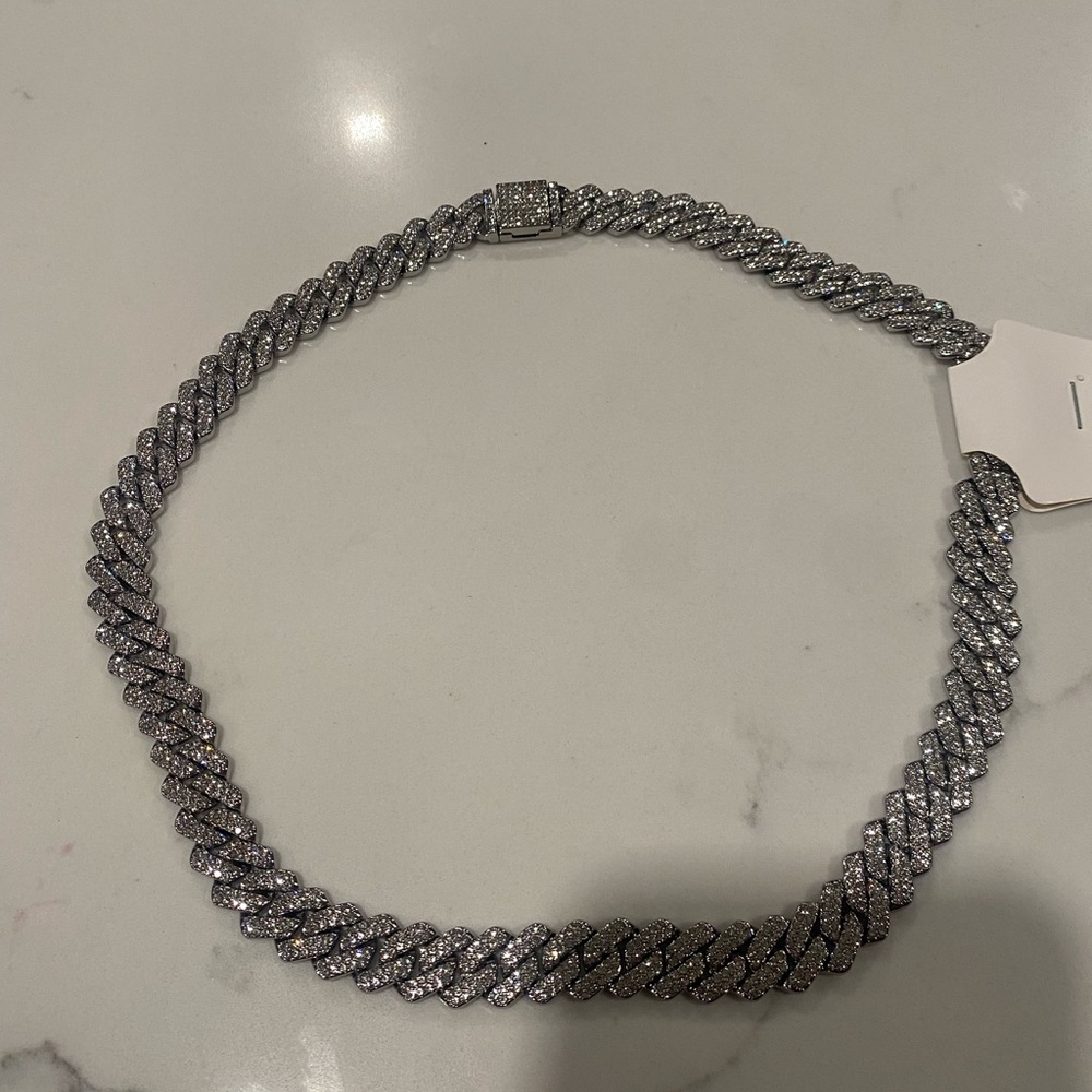 Silver VVS Cuban Link Chain Necklace